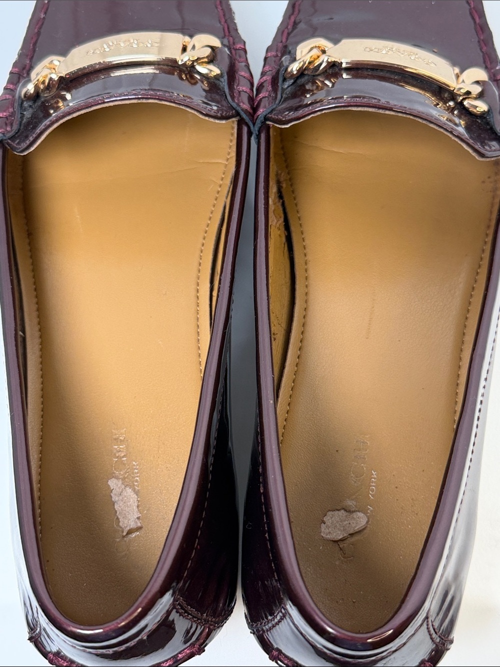 Coach Olive Burgundy/Oxblood Patent Leather Loafers - Picture 7 of 10